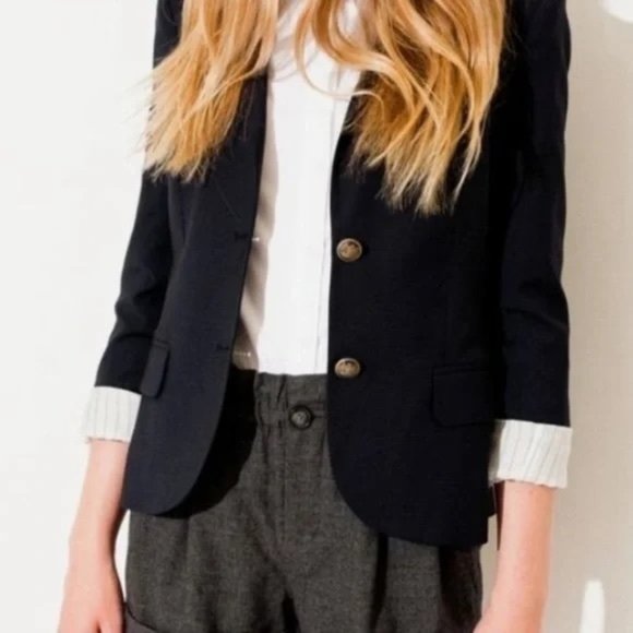 Aritzia Jackets & Blazers - Aritzia Talula Exeter Blazer Boyfriend Wool Long Sleeve Button Front Navy Blue 2